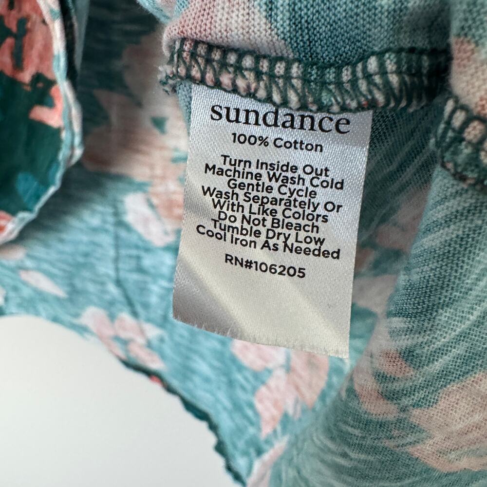 Sundance Green & Coral Henley Long Sleeve Shirt XL - Picture 3 of 4